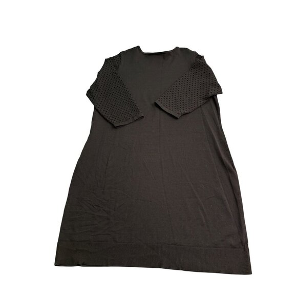 Lane Bryant Black Plus Size 22/24 Eyelet Sleeve Knit Dress Nylon Rayon Blend - Picture 3 of 5